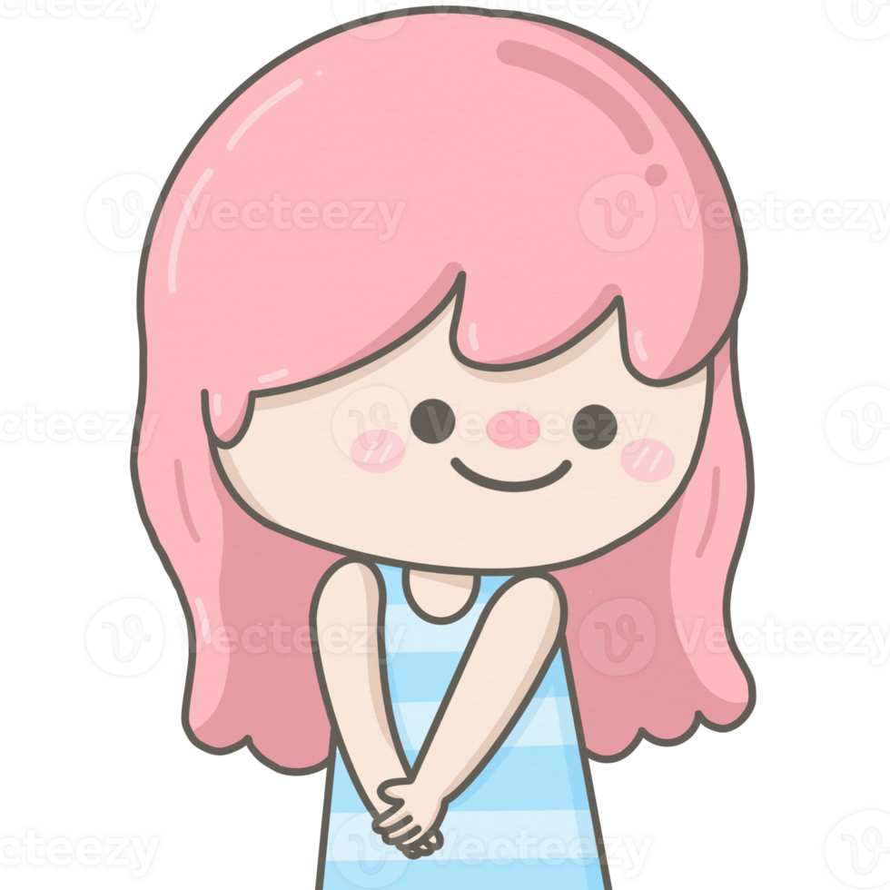 Cute little guilty and shy girl png