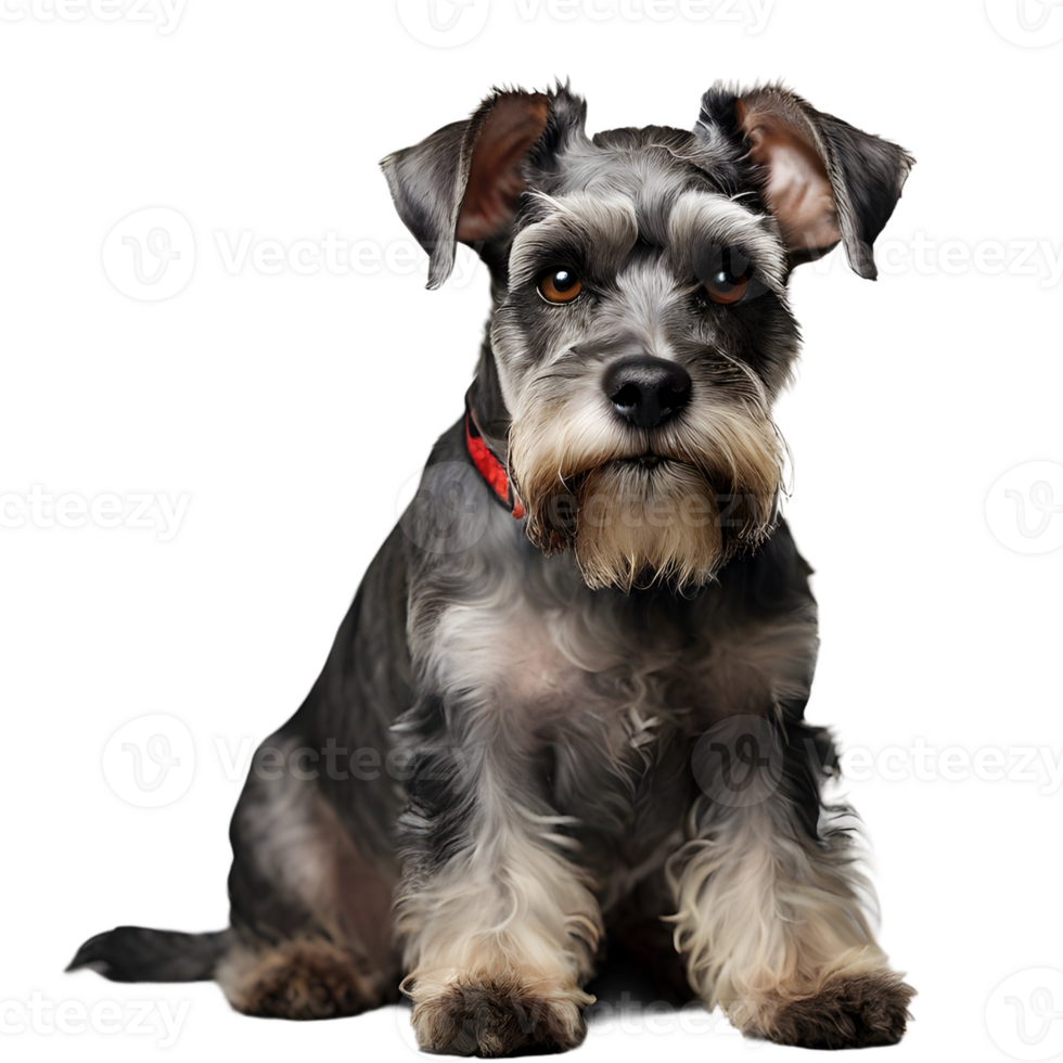 ai generado un miniatura Schnauzer perro sentado en trasparente antecedentes png