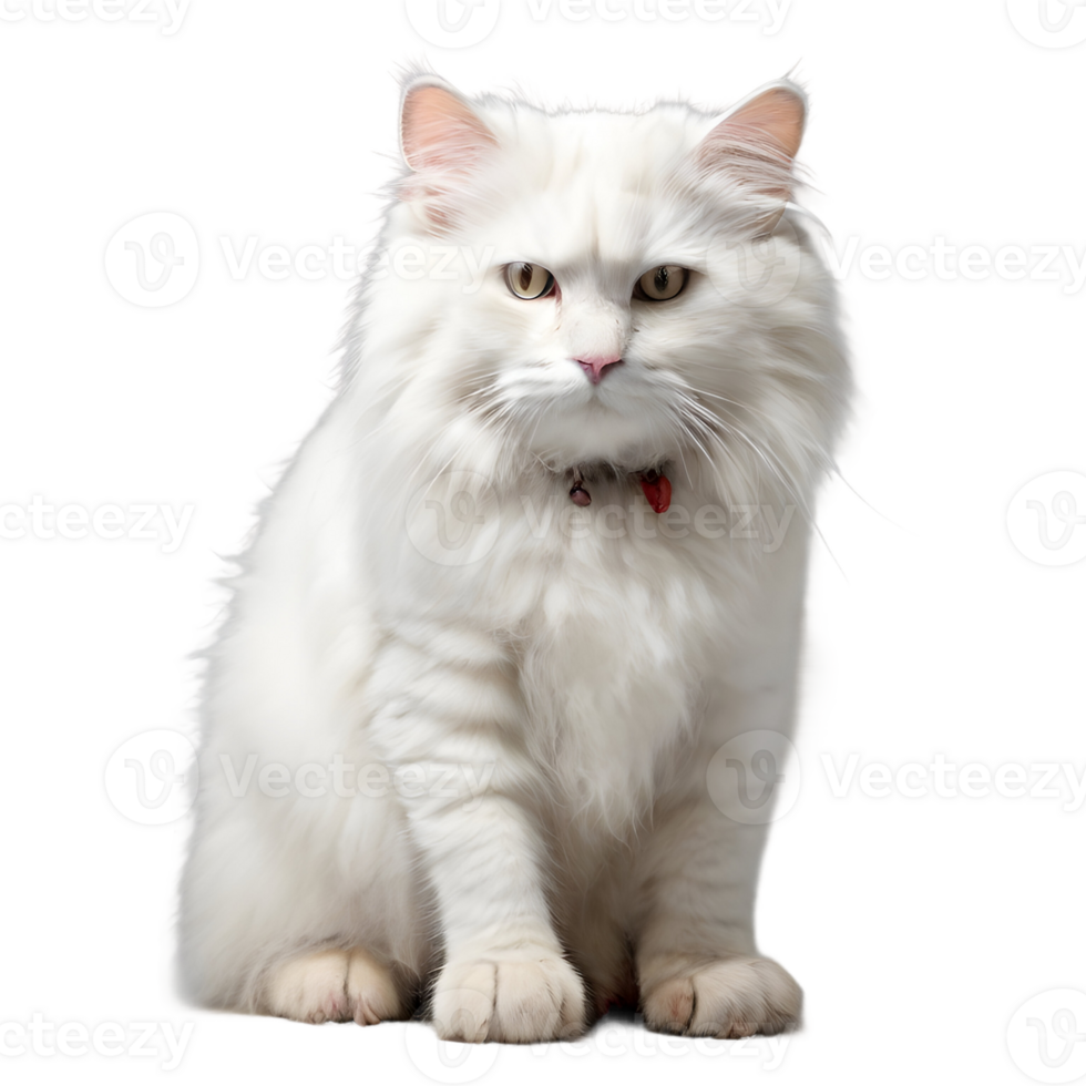 AI generated a white cat sitting on transparent background png