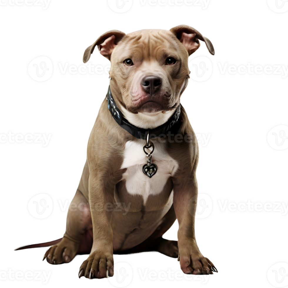 AI generated a pit bull dog sitting down on transparent  background png