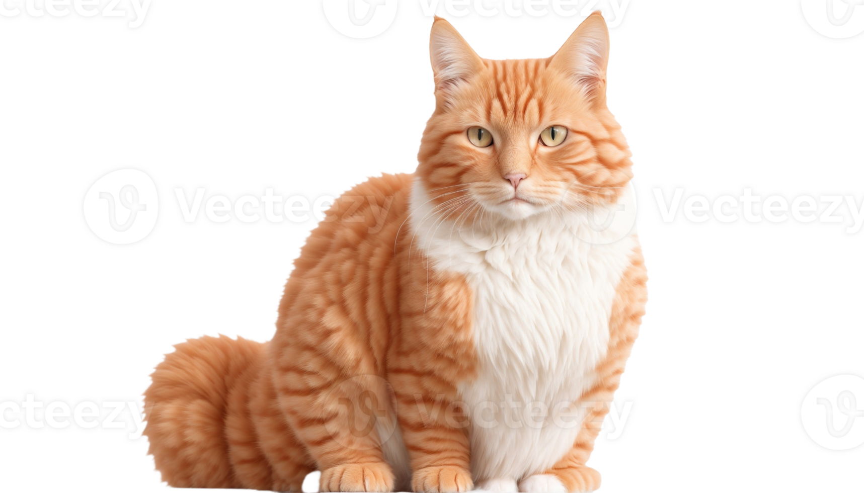 AI generated gold cat sitting on transparency background png