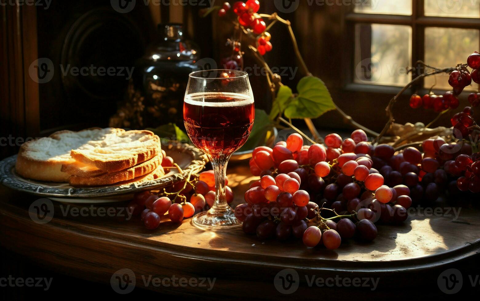 AI generated Grapes with juice close up background photo