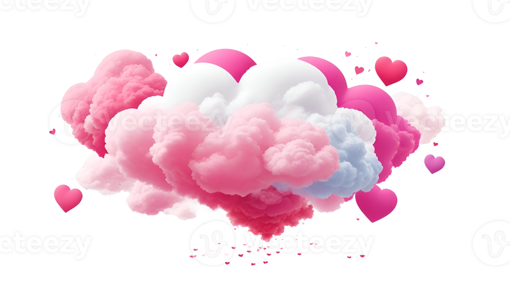 AI generated valentine's day cloud background with pink  hearts png