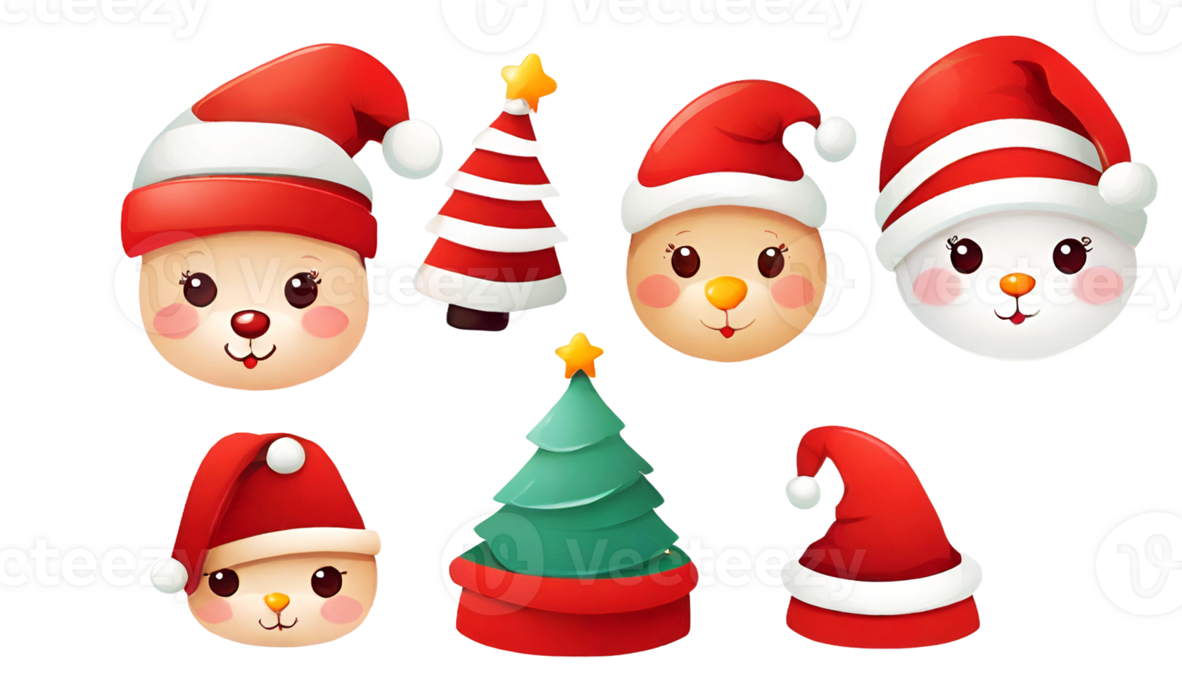AI generated christmas hat clipart set png