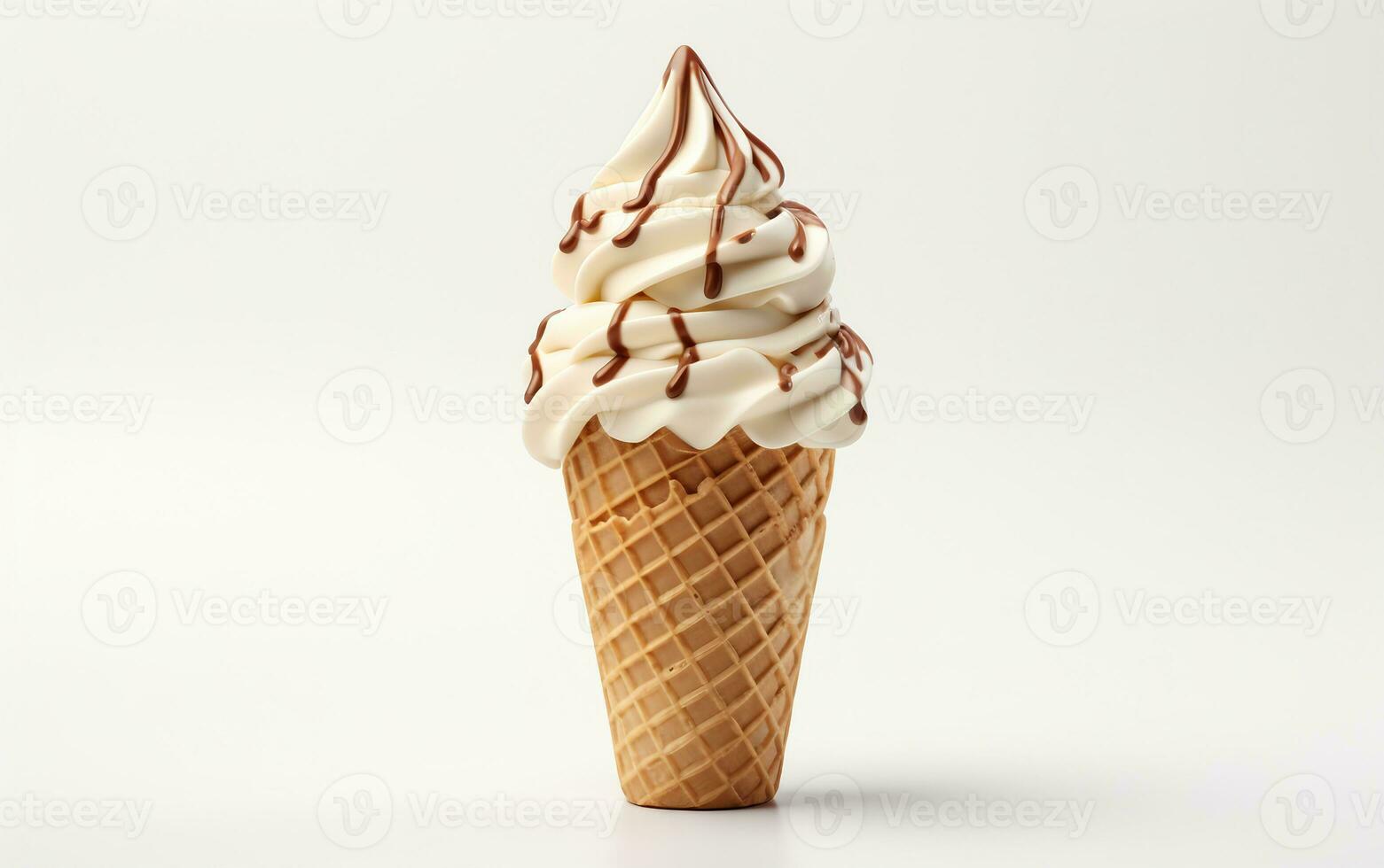 AI generated 8K Rendering of Ice Cream Cone on White Background. photo