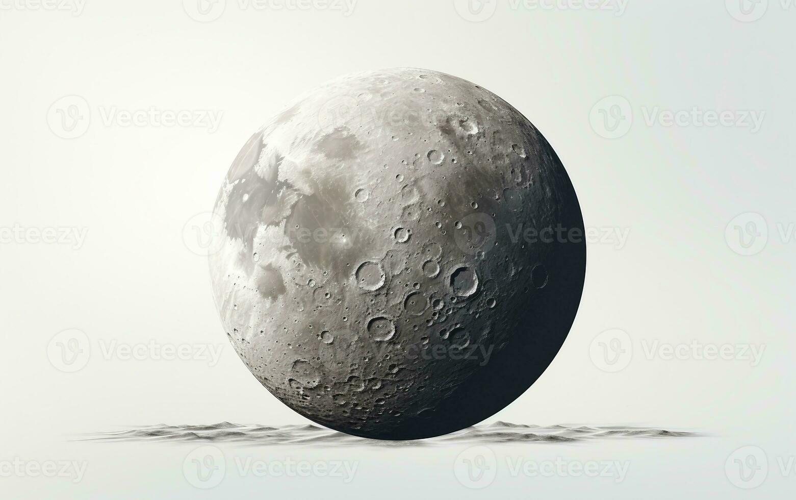 AI generated Moon in Precise 8K Rendering on White Background. photo