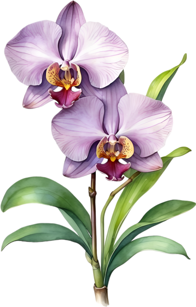 AI generated Watercolor painting of Zygopetalum Orchid flower. Illustration of flowers. AI-Generated. png