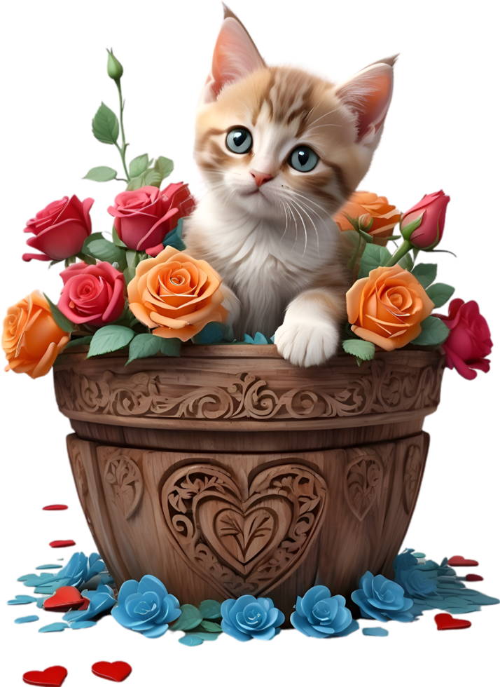 ai-generated-cute-kitten-in-a-flower-pot-ai-generated-36496692-png