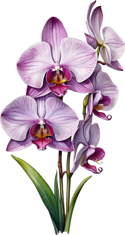 AI generated Watercolor painting of Zygopetalum Orchid flower. Illustration of flowers. AI-Generated. png