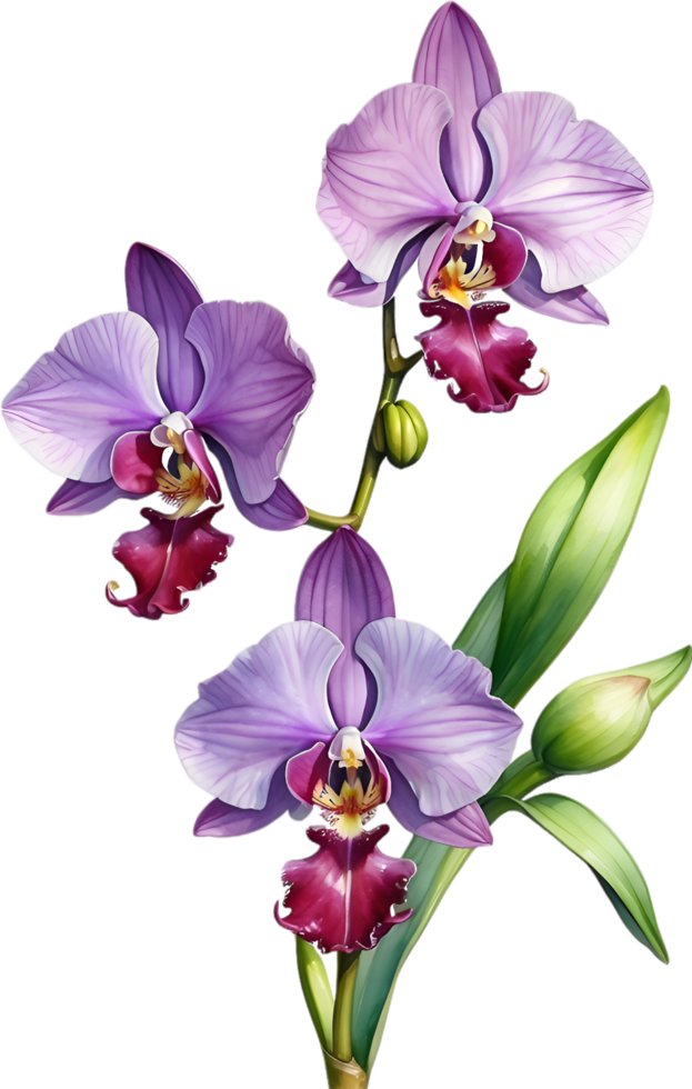 AI generated Watercolor painting of Zygopetalum Orchid flower. Illustration of flowers. AI-Generated. png