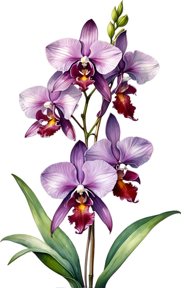 ai généré aquarelle La peinture de zygopétale orchidée fleur. illustration de fleurs. ai-généré. png