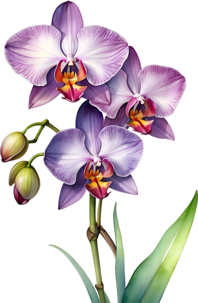 ai généré aquarelle La peinture de zygopétale orchidée fleur. illustration de fleurs. ai-généré. png