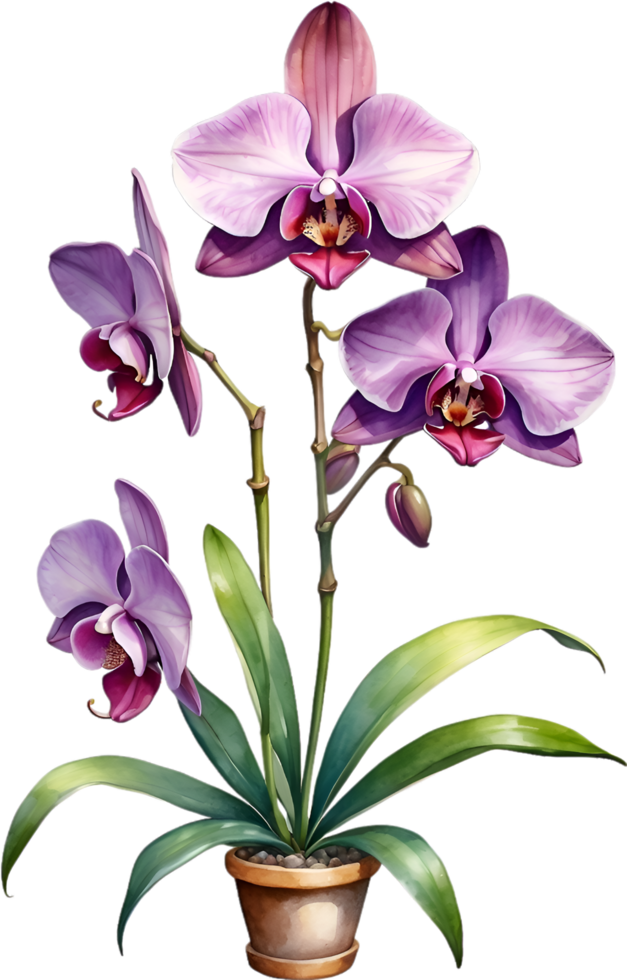 AI generated Watercolor painting of Zygopetalum Orchid flower. Illustration of flowers. AI-Generated. png