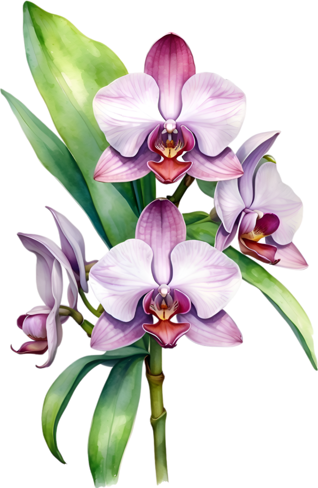 AI generated Watercolor painting of Zygopetalum Orchid flower. Illustration of flowers. AI-Generated. png