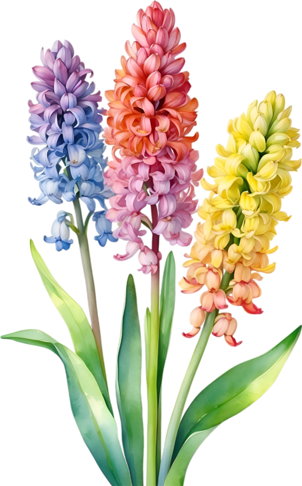 ai generado acuarela pintura de arco iris jacinto flor. ilustración de flores ai-generado. png