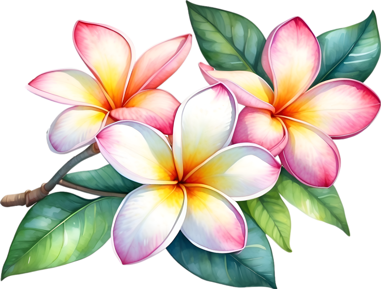 AI generated Watercolor painting of Plumeria flower. Ai-Generated png