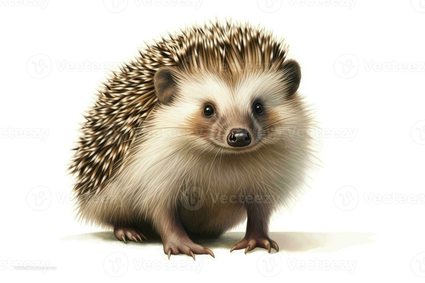 AI generated Whimsical Hedgehog Artwork on White Background photo