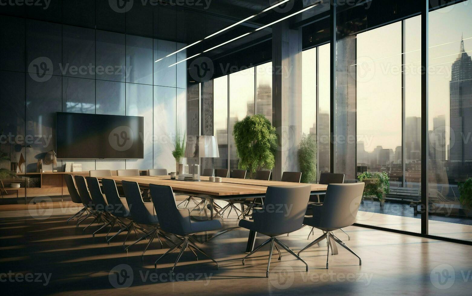 AI generated Office, Cityscape as a Backdrop photo