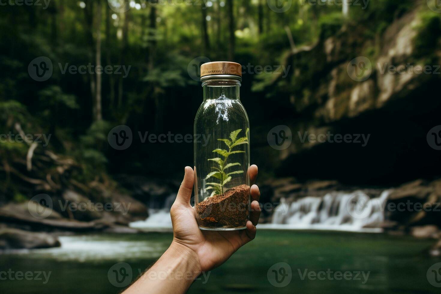 AI generated Zero Plastic, Eco-Conscious Living with Sustainable Bottle. photo