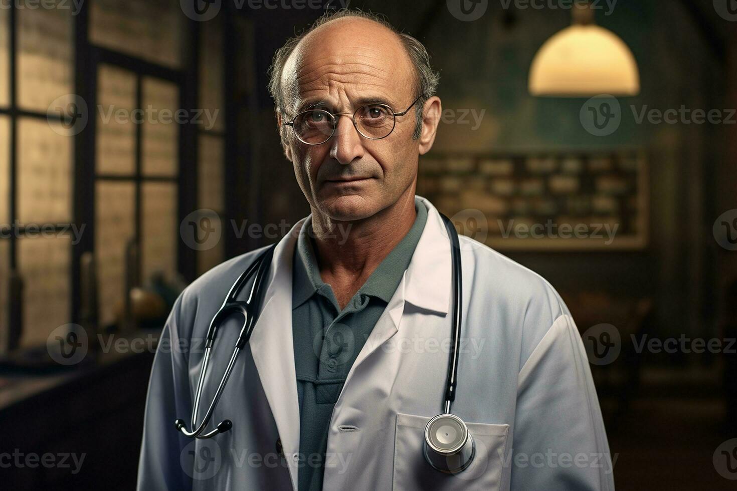 AI generated Portrait of a Middle-Aged European Doctor. photo