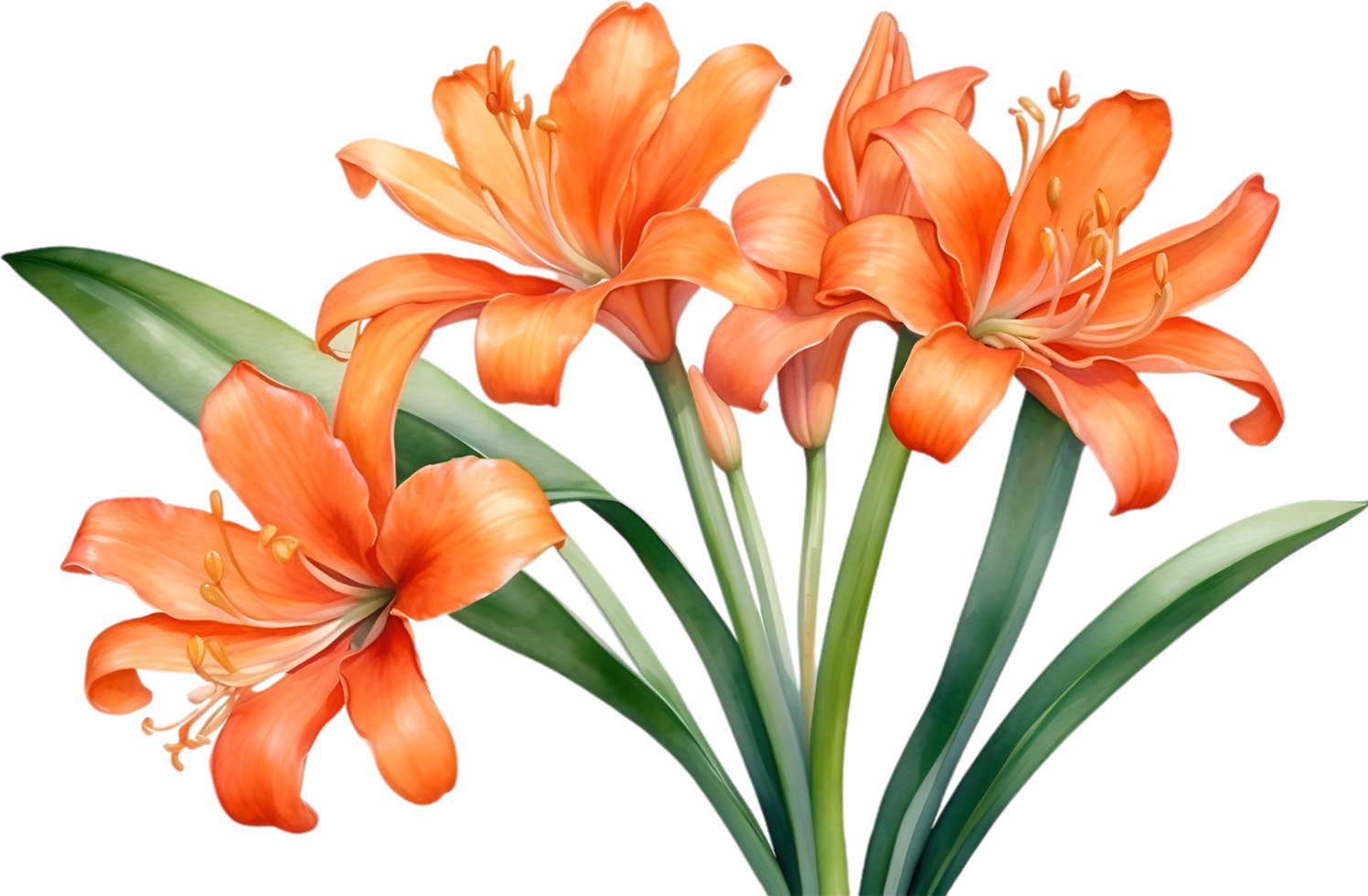 ai généré aquarelle La peinture de Clivia miniate fleur. généré par ai png