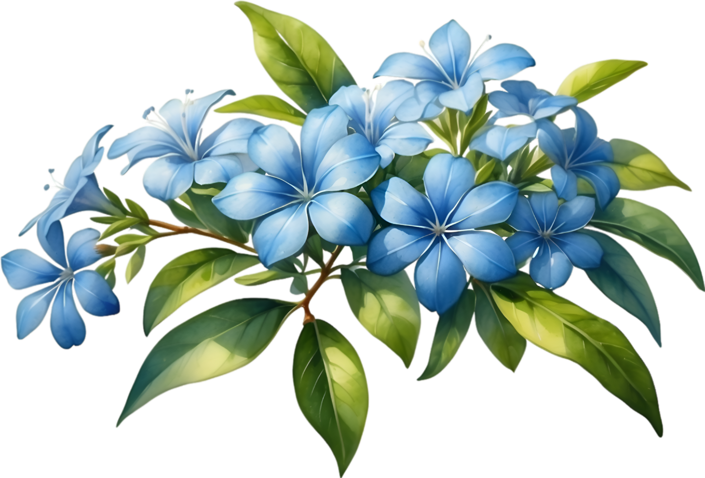 AI generated Watercolor painting of Cape Plumbago flower. Ai-Generated png