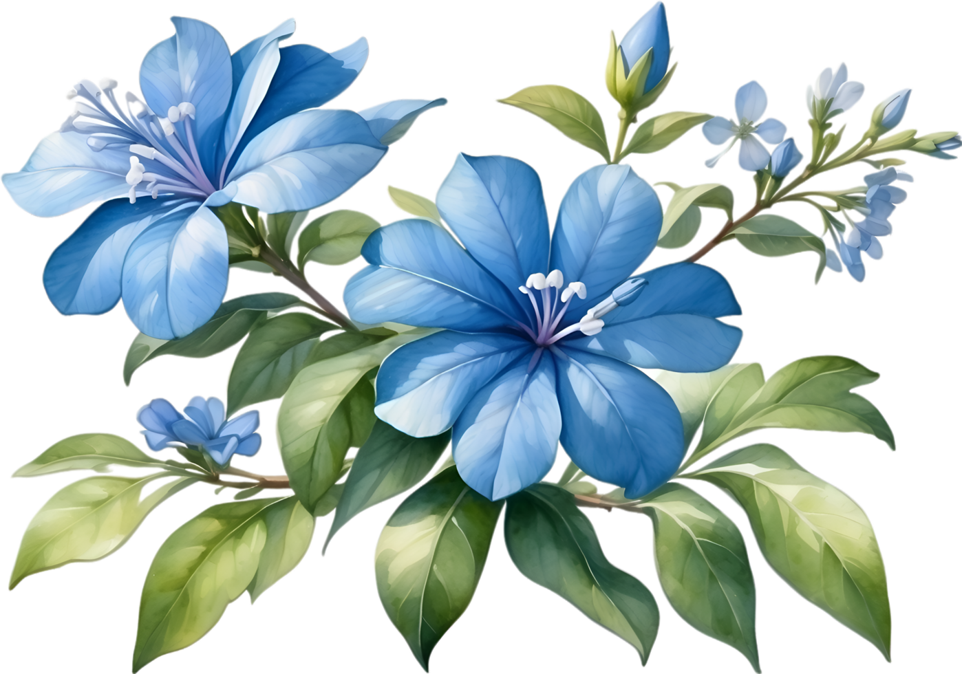AI generated Watercolor painting of Cape Plumbago flower. Ai-Generated png
