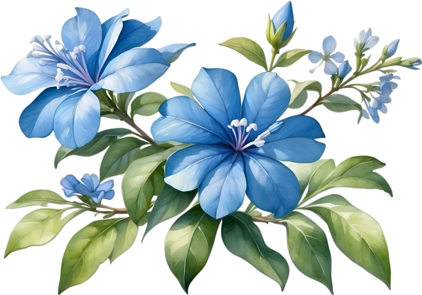 AI generated Watercolor painting of Cape Plumbago flower. Ai-Generated png