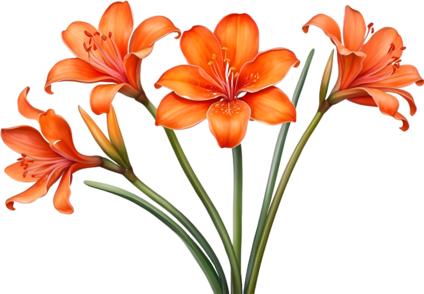 AI generated Watercolor painting of Clivia miniata flower. Ai-Generated png