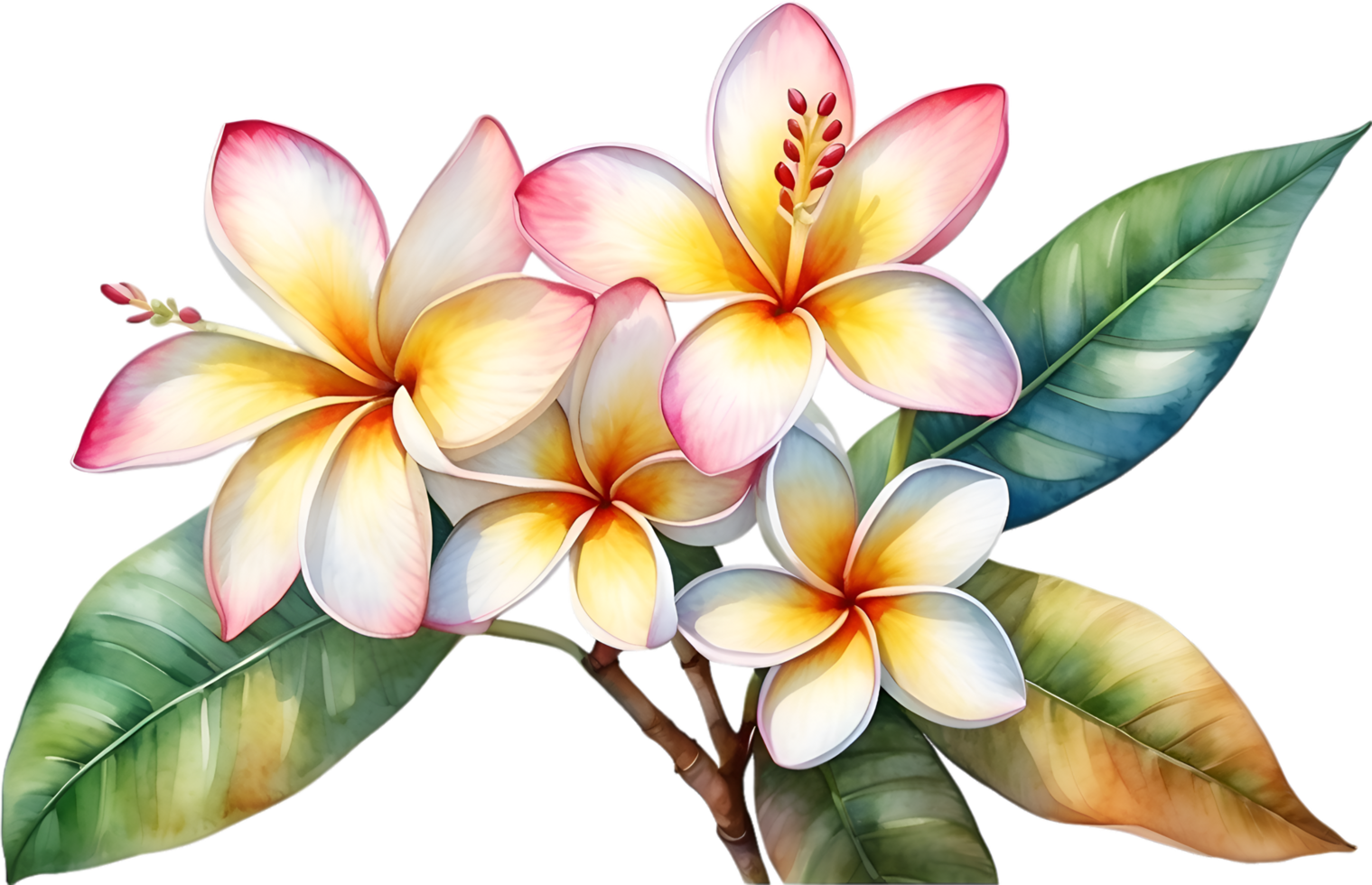 ai genererad vattenfärg målning av plumeria blomma. ai-genererad png