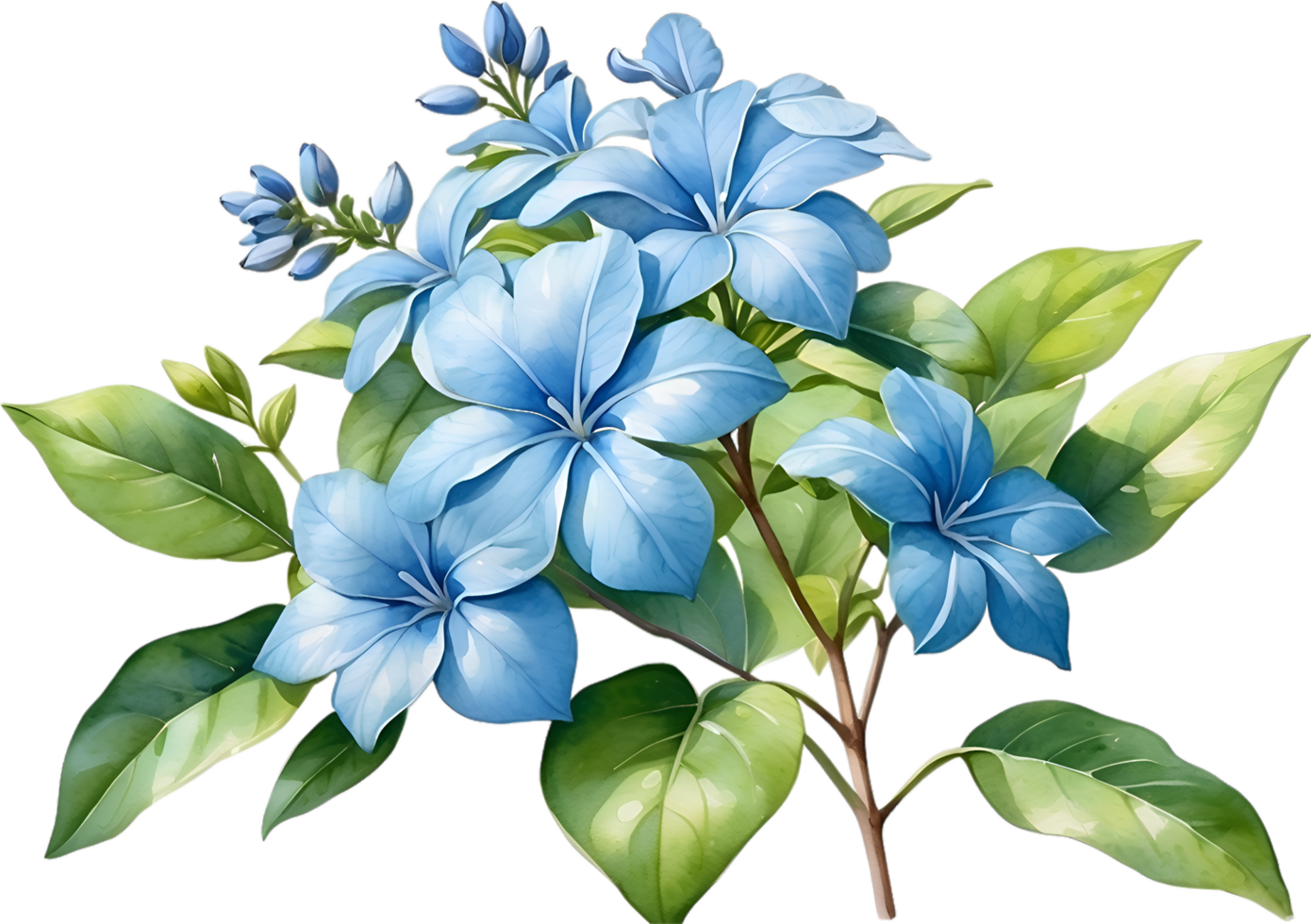 AI generated Watercolor painting of Cape Plumbago flower. Ai-Generated png