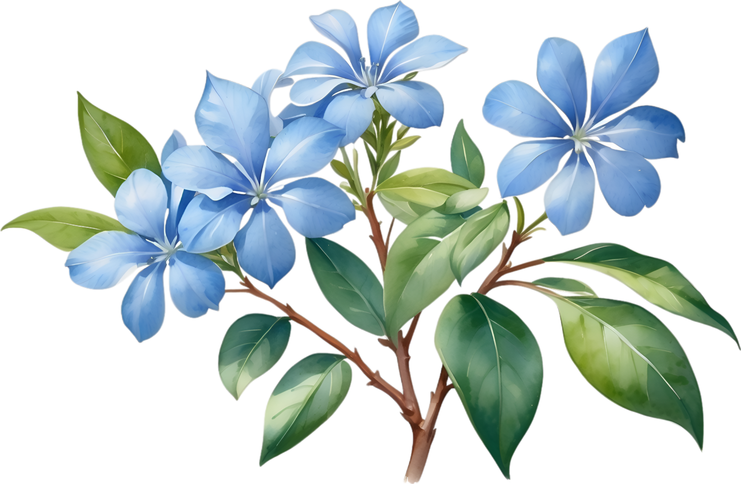 AI generated Watercolor painting of Cape Plumbago flower. Ai-Generated png