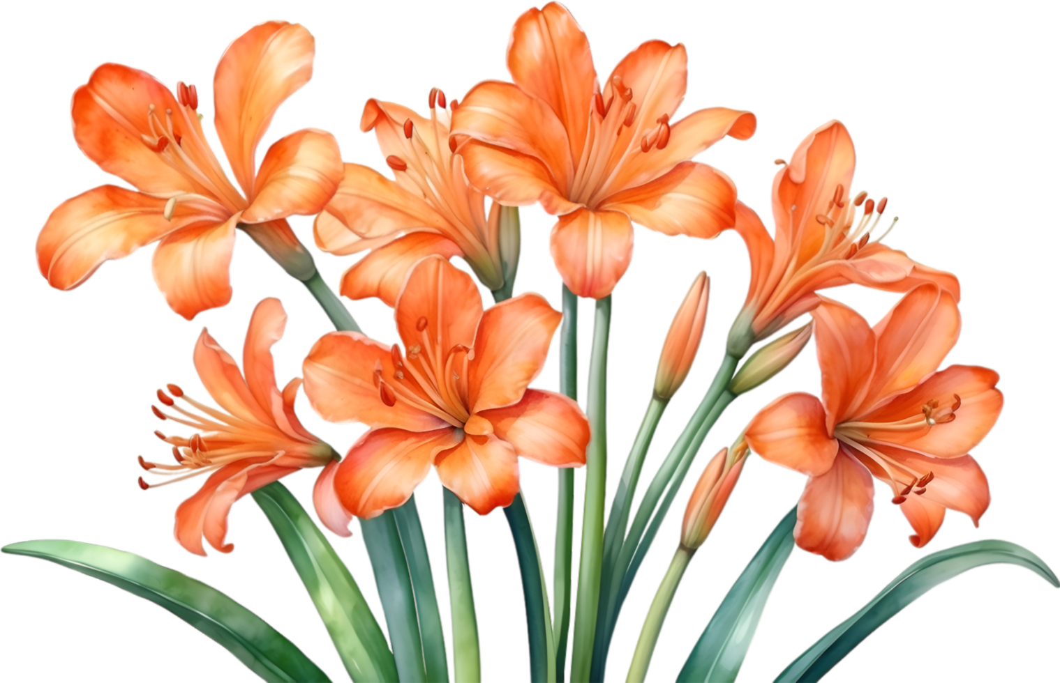 ai généré aquarelle La peinture de Clivia miniate fleur. généré par ai png