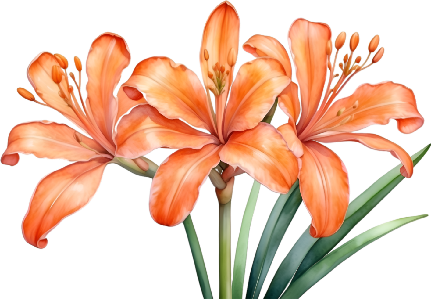 ai généré aquarelle La peinture de Clivia miniate fleur. généré par ai png