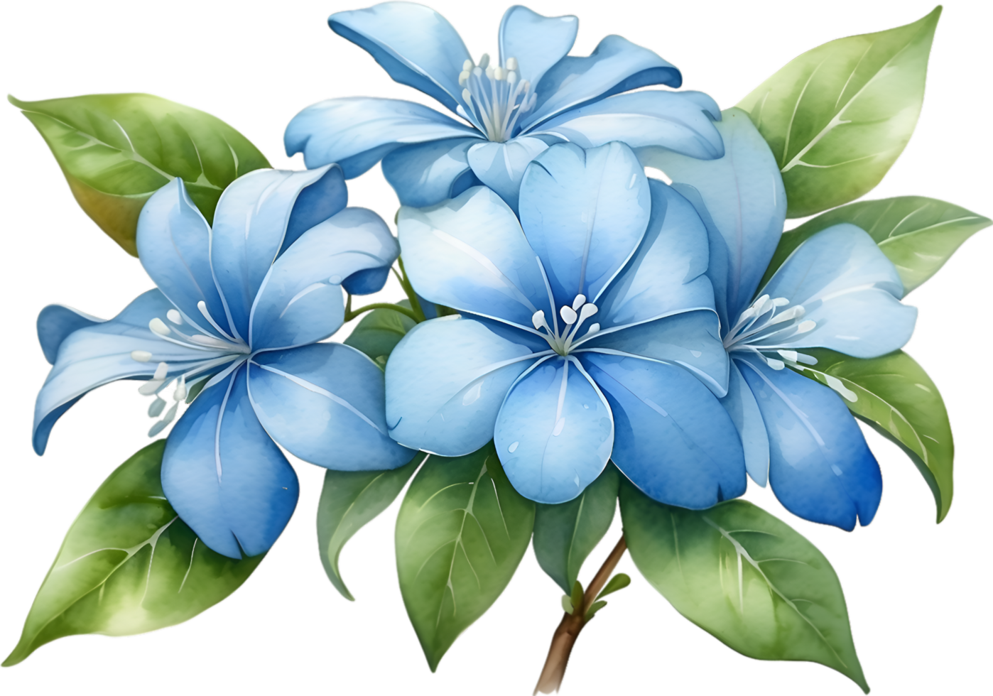 AI generated Watercolor painting of Cape Plumbago flower. Ai-Generated png