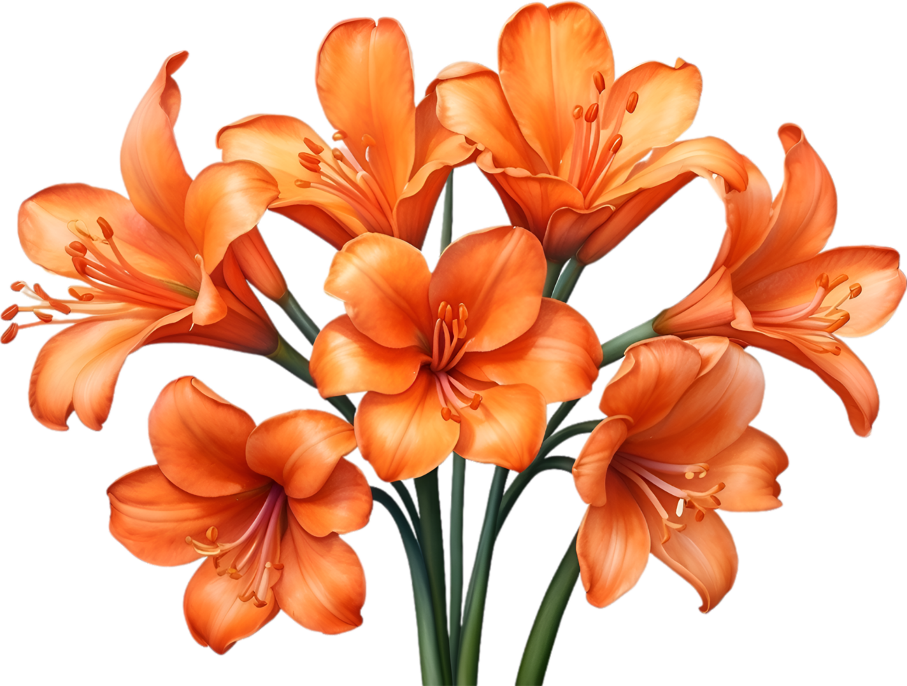 AI generated Watercolor painting of Clivia miniata flower. Ai-Generated png