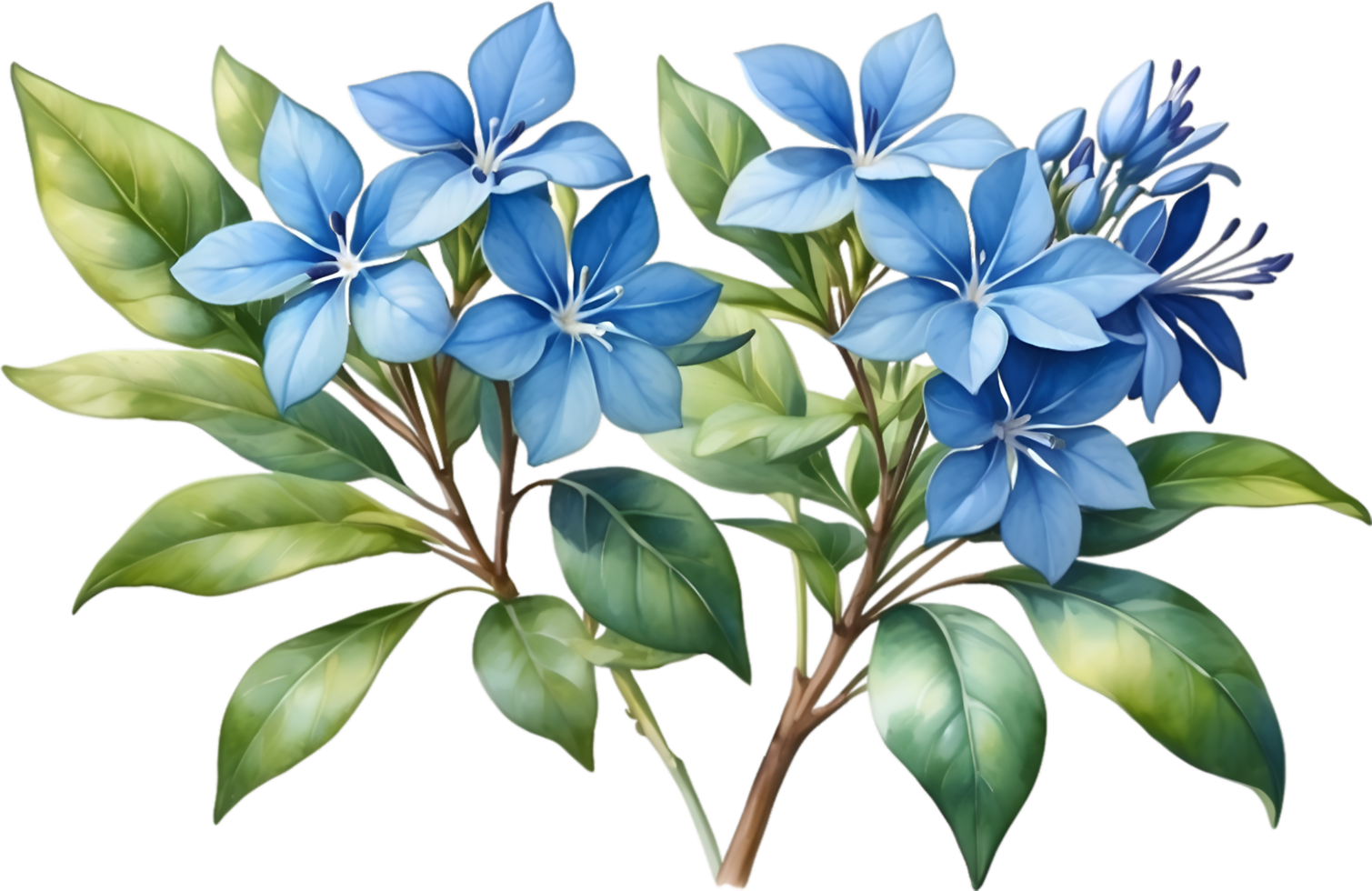 AI generated Watercolor painting of Cape Plumbago flower. Ai-Generated png