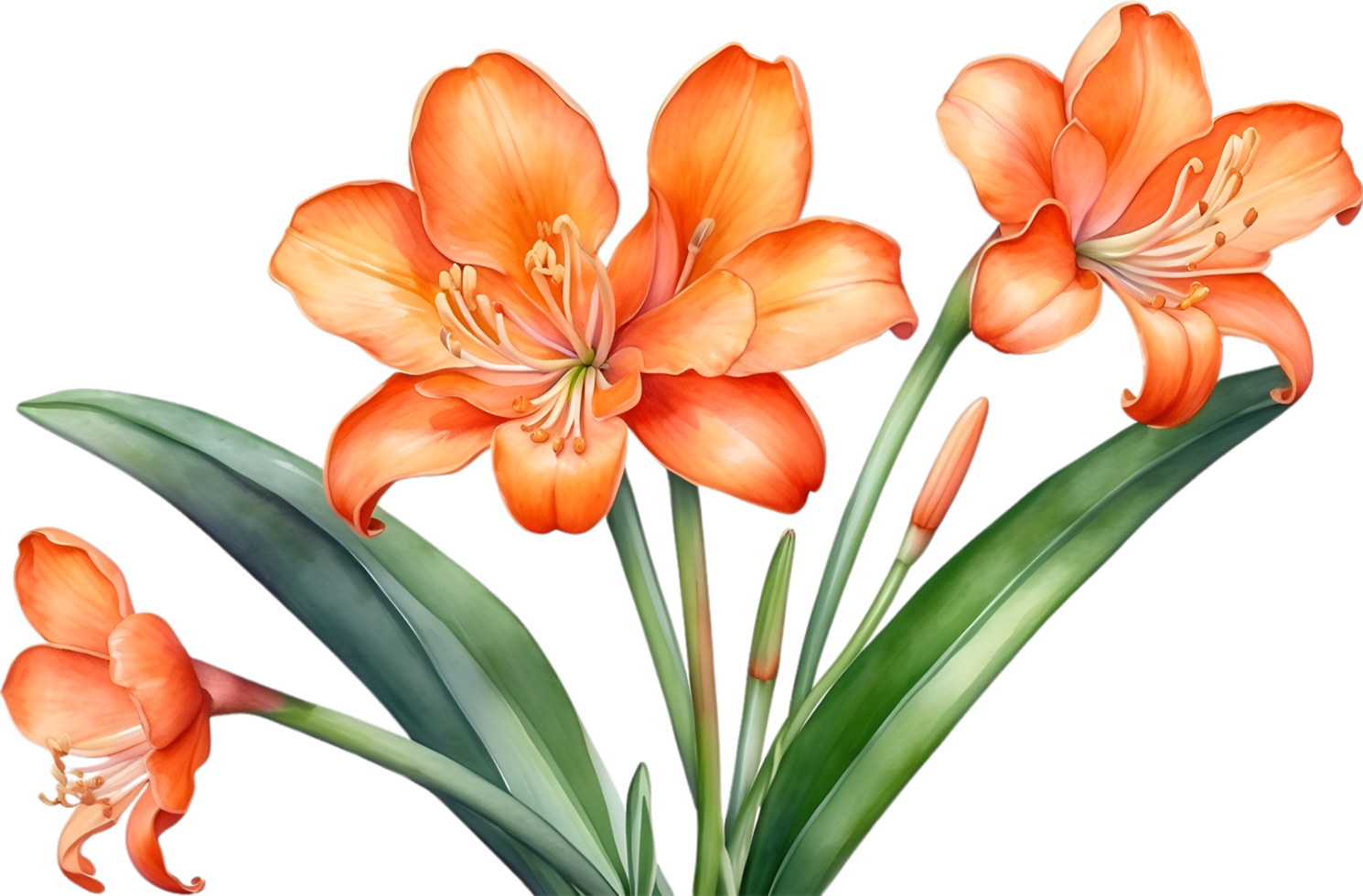 ai généré aquarelle La peinture de Clivia miniate fleur. généré par ai png