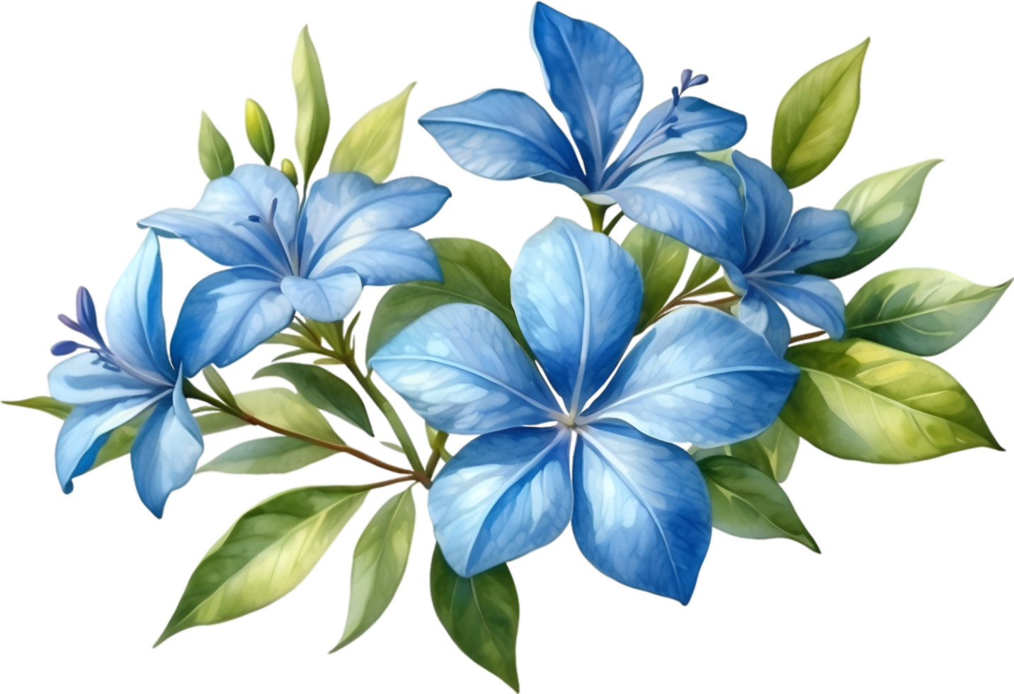 AI generated Watercolor painting of Cape Plumbago flower. Ai-Generated png