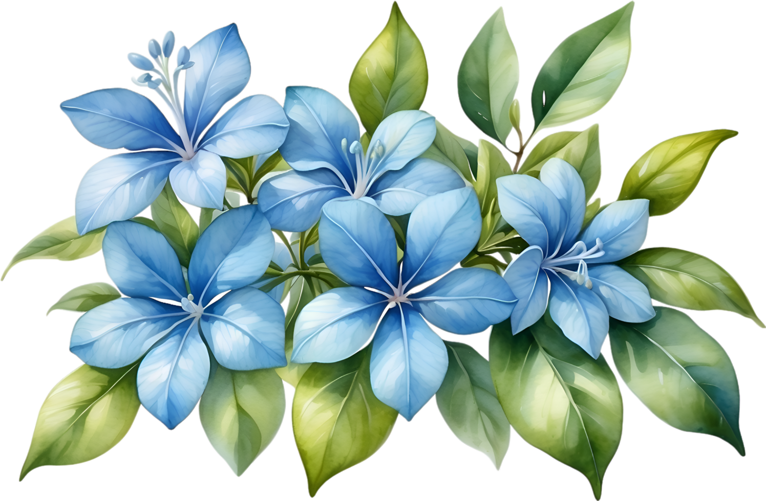 AI generated Watercolor painting of Cape Plumbago flower. Ai-Generated png