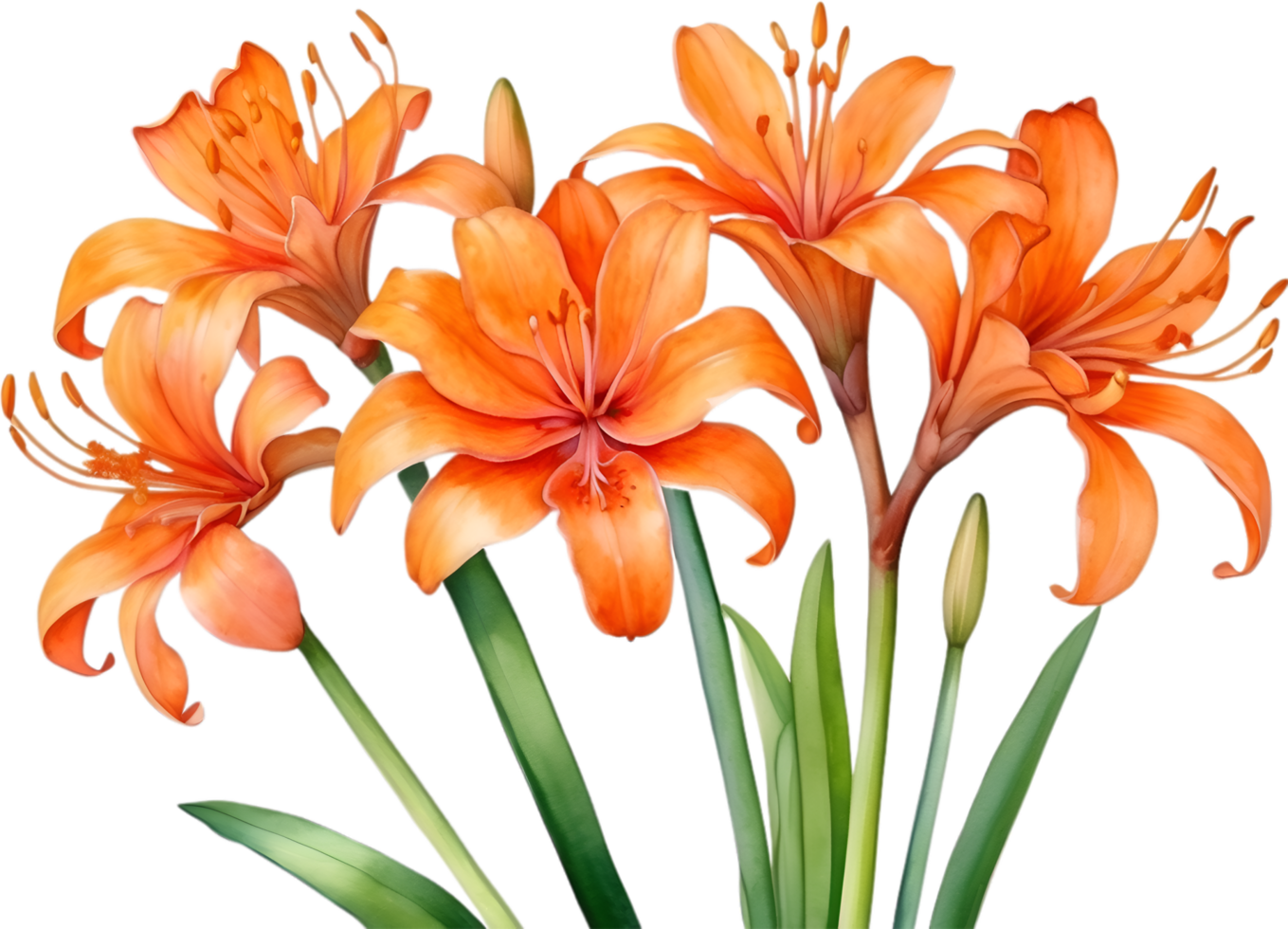 ai généré aquarelle La peinture de Clivia miniate fleur. généré par ai png