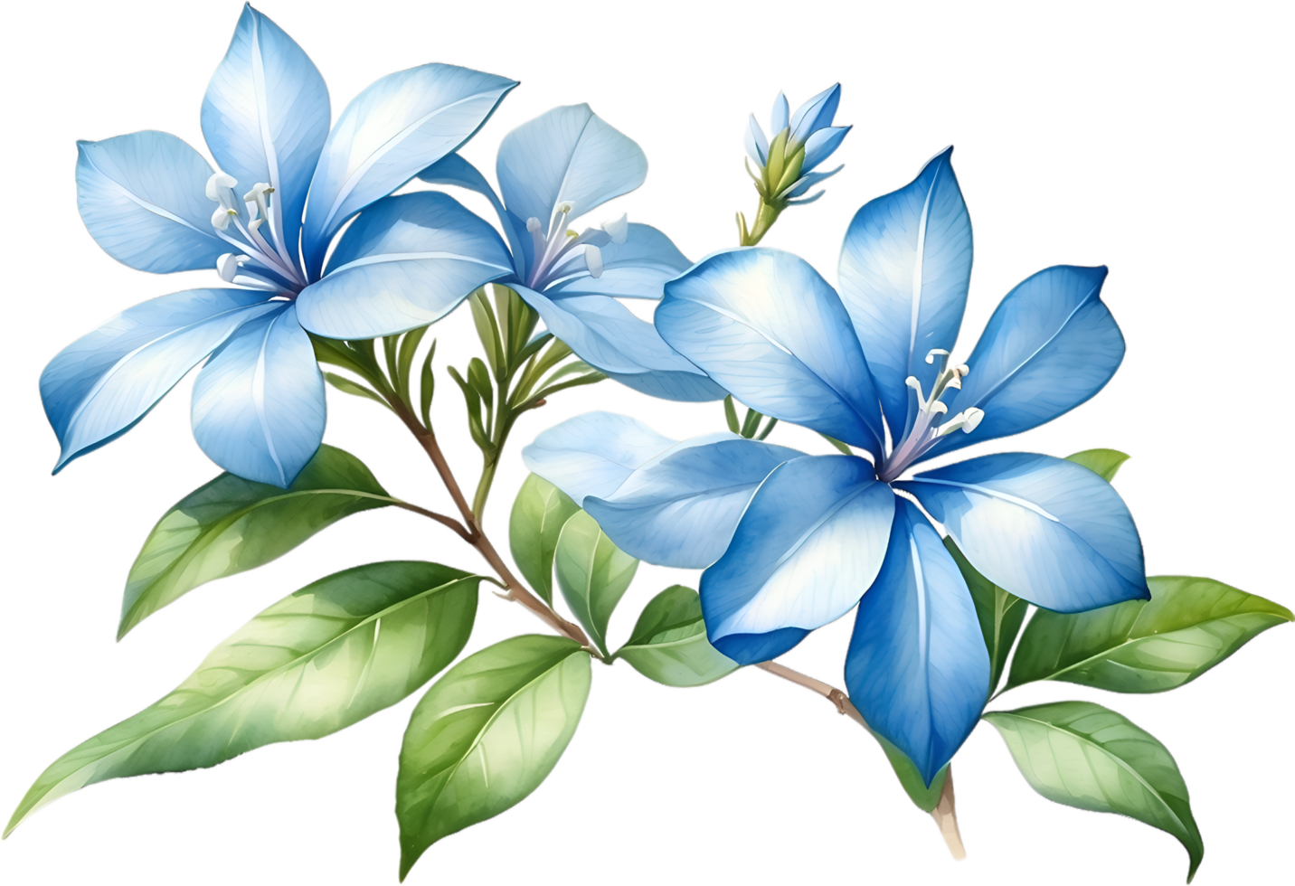 AI generated Watercolor painting of Cape Plumbago flower. Ai-Generated png