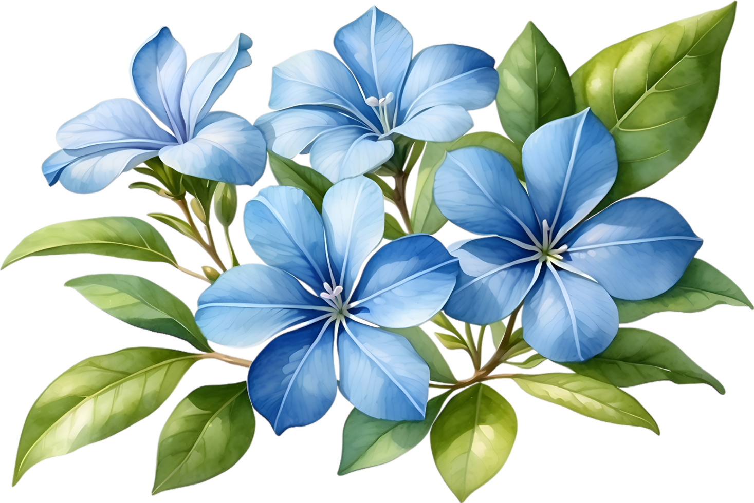 AI generated Watercolor painting of Cape Plumbago flower. Ai-Generated png