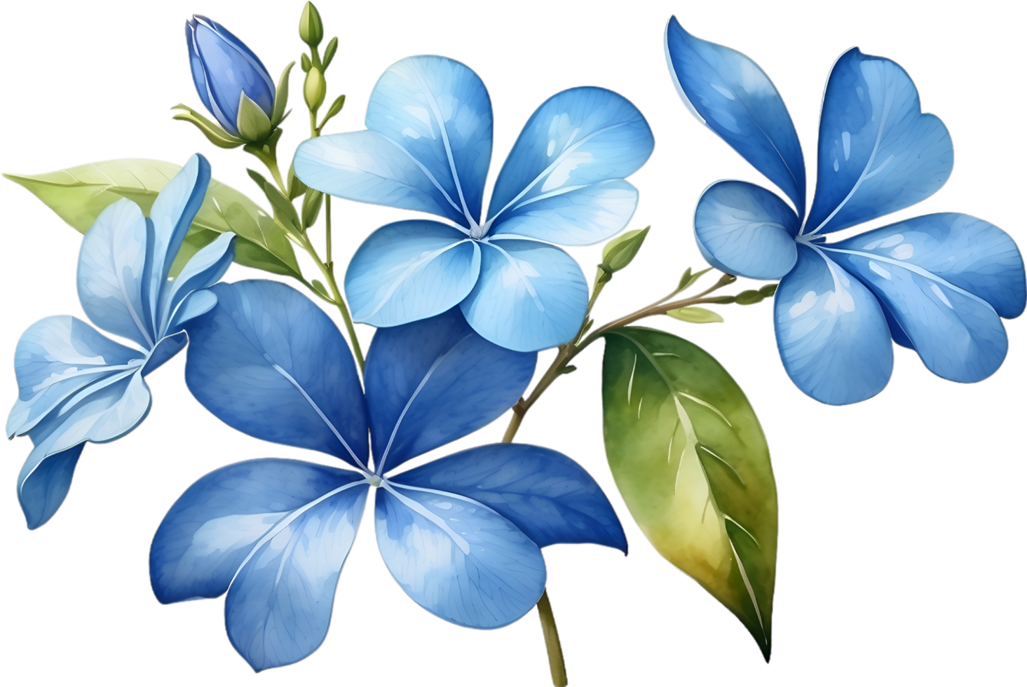 AI generated Watercolor painting of Cape Plumbago flower. Ai-Generated png