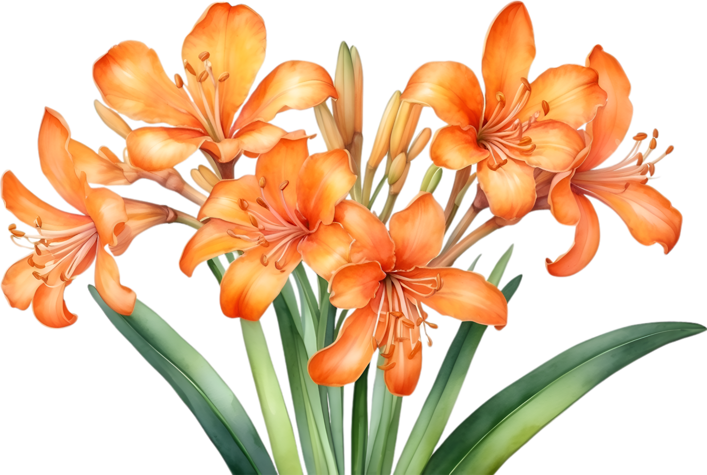 ai généré aquarelle La peinture de Clivia miniate fleur. généré par ai png