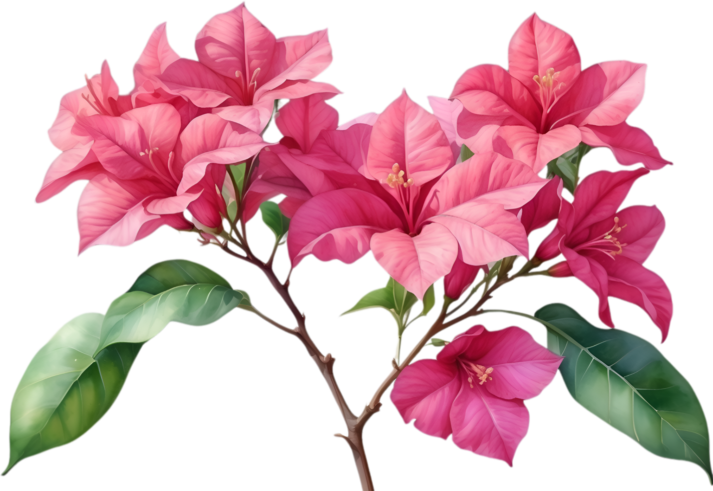 AI generated Watercolor painting of Bougainvillea flower. Ai-Generated png