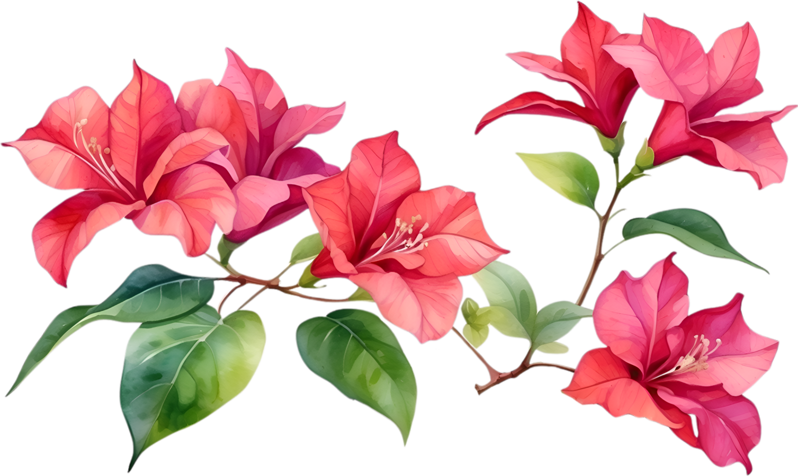 AI generated Watercolor painting of Bougainvillea flower. Ai-Generated png