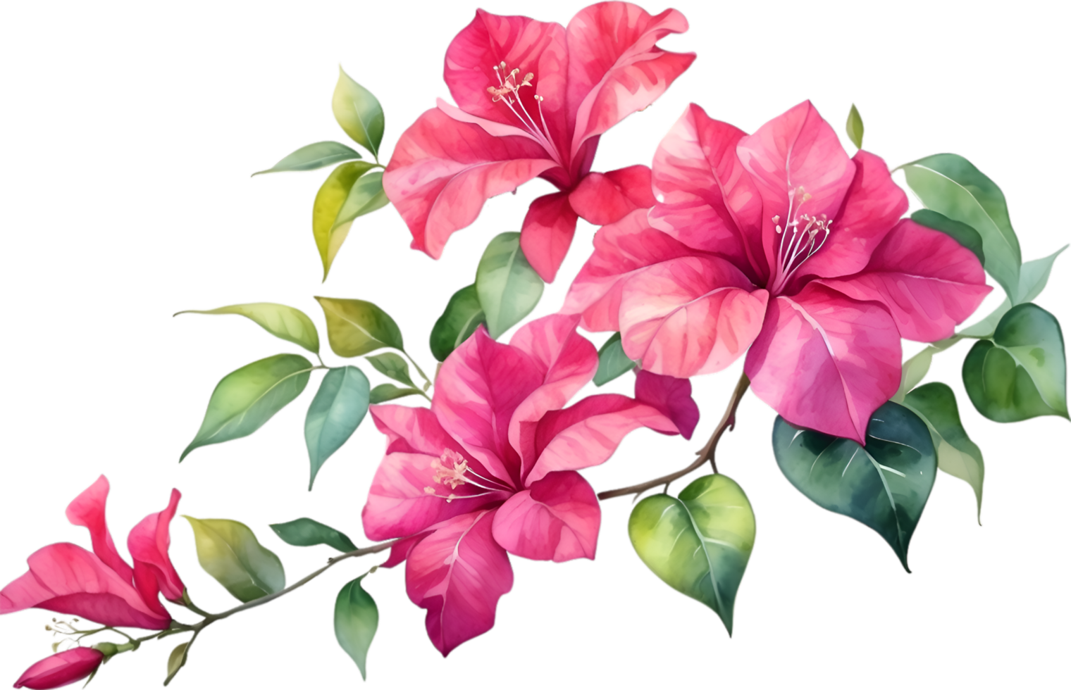 AI generated Watercolor painting of Bougainvillea flower. Ai-Generated png