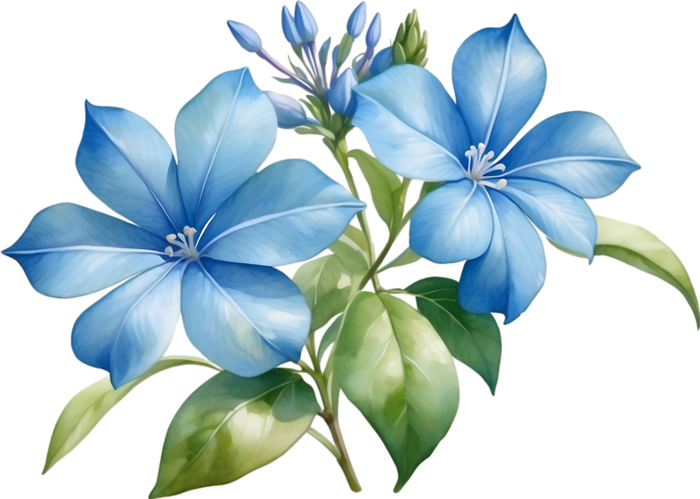 AI generated Watercolor painting of Cape Plumbago flower. Ai-Generated png