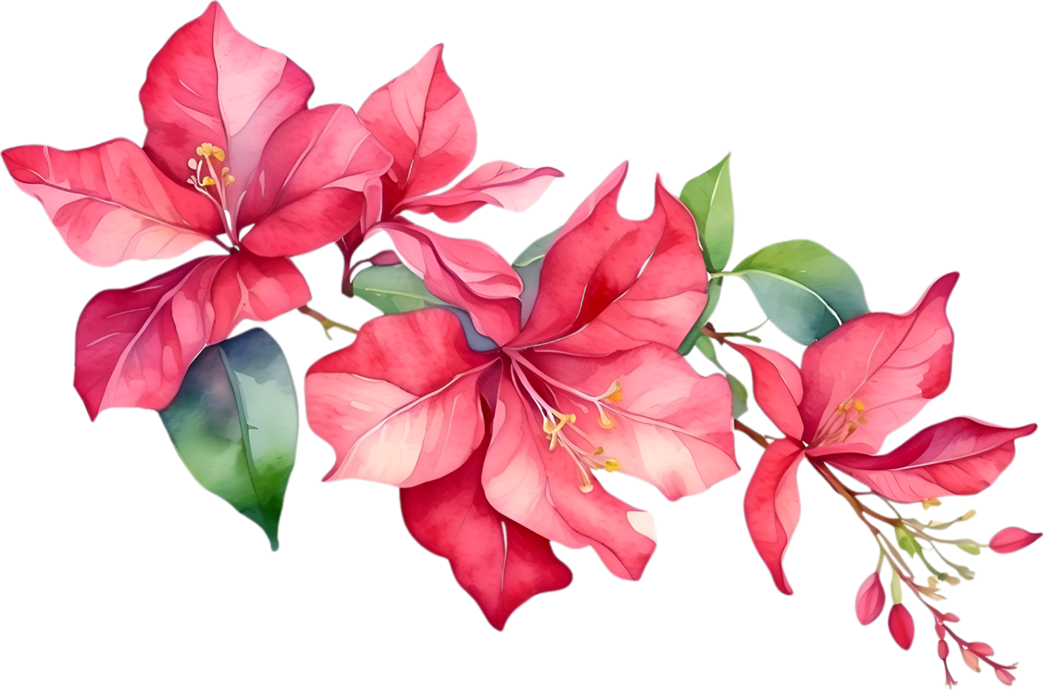 ai gegenereerd waterverf schilderij van bougainvillea bloem. ai-gegenereerd png